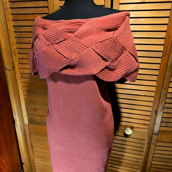 DUSTED ROSE, OFF THE SHOULDER, LONG SWEATER DRESS. PERFECT FOR HOLIDAY PARTIES! - Picture 1 of 8